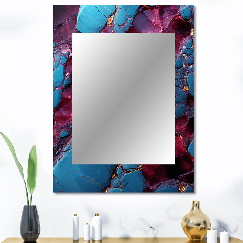Miroir décoratif bleu et mauve, 40 po x 30 po