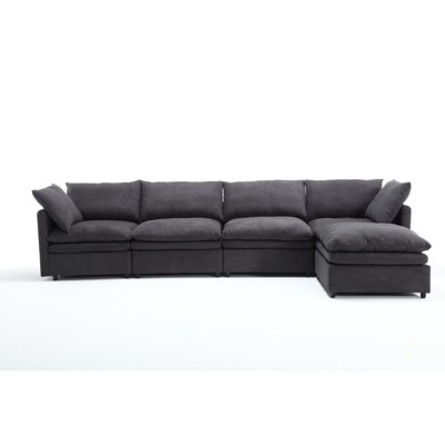 Modern U-Shaped Sectional Sofa With Chaise, 5-Seat Upholstered Furniture For Living Room And Apartment, Polyester Fabric, Flexible Modular Design, Sectional