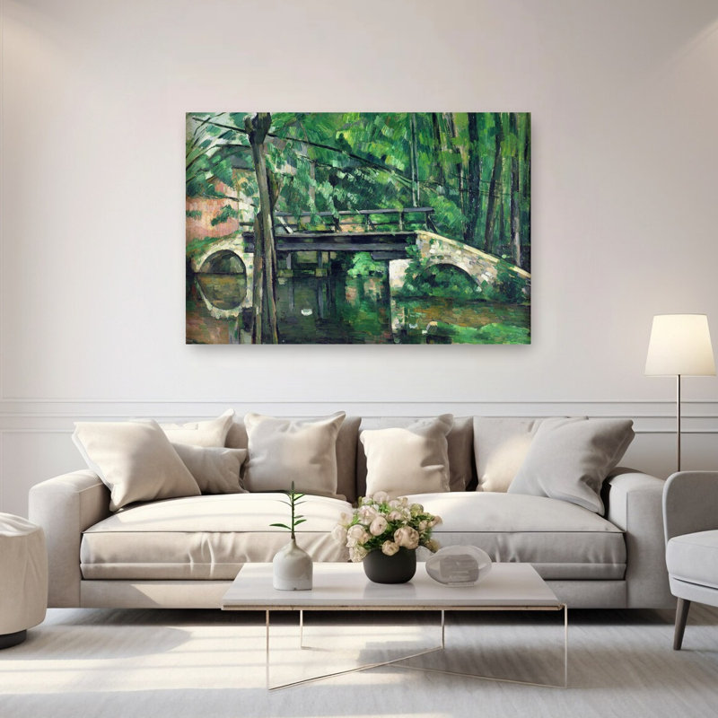The Bridge At Maincy, Or The Bridge At Mennecy, Or The Little Bridge, C.1879 Abstract Contemporary Landscape Tree Wall Art Print by Paul Cezanne - Wrapped Canvas Print