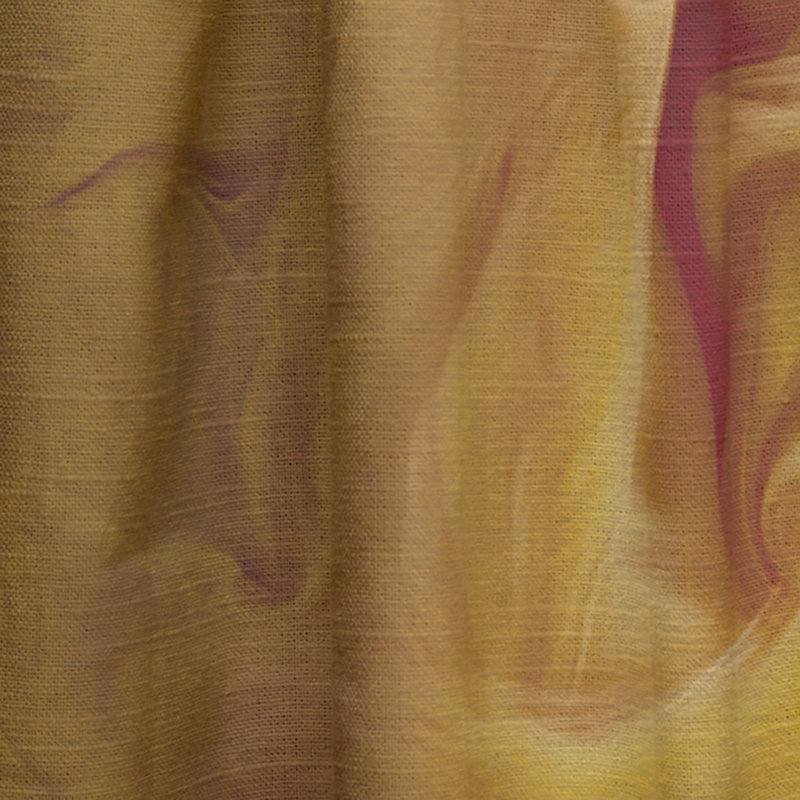 Nuage d'encre jaune et rose dansant - Rideau simple semi-transparent abstrait moderne, L 52 po x L 108 po