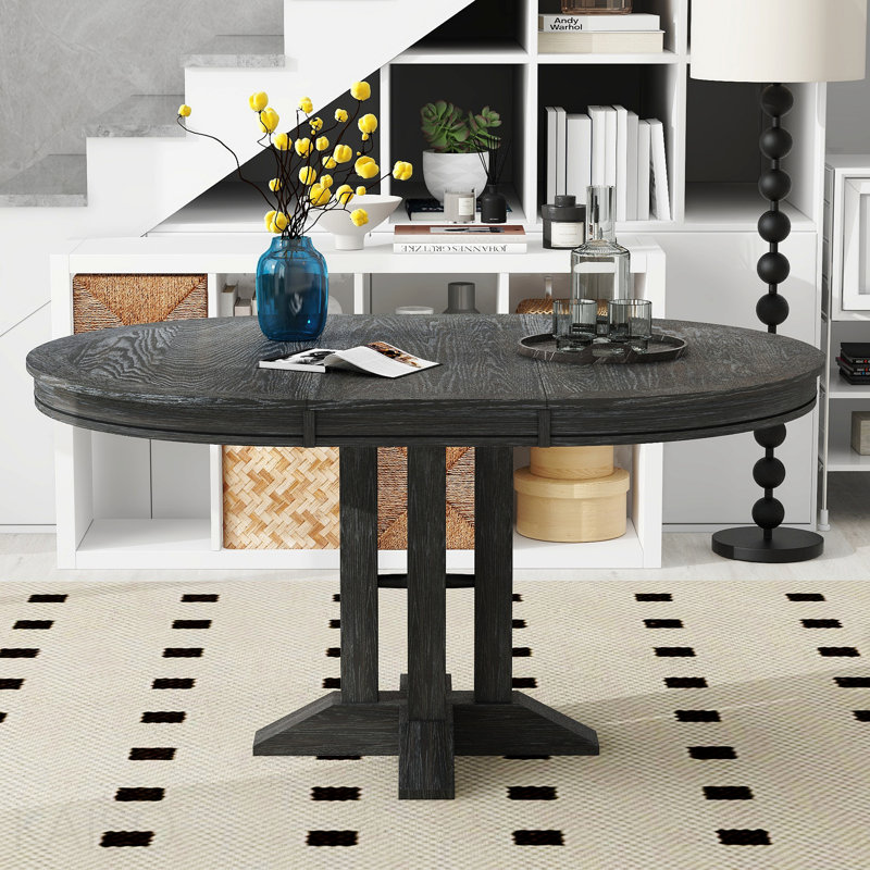 Table de salle à manger extensible Farmhouse, Noir