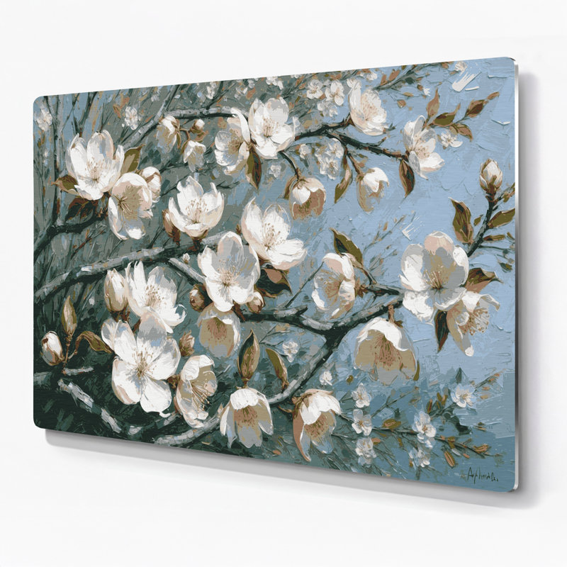 Art mural en métal Botanical Apple Blossoms, H 96 po x l 120 po x P 0,05 po