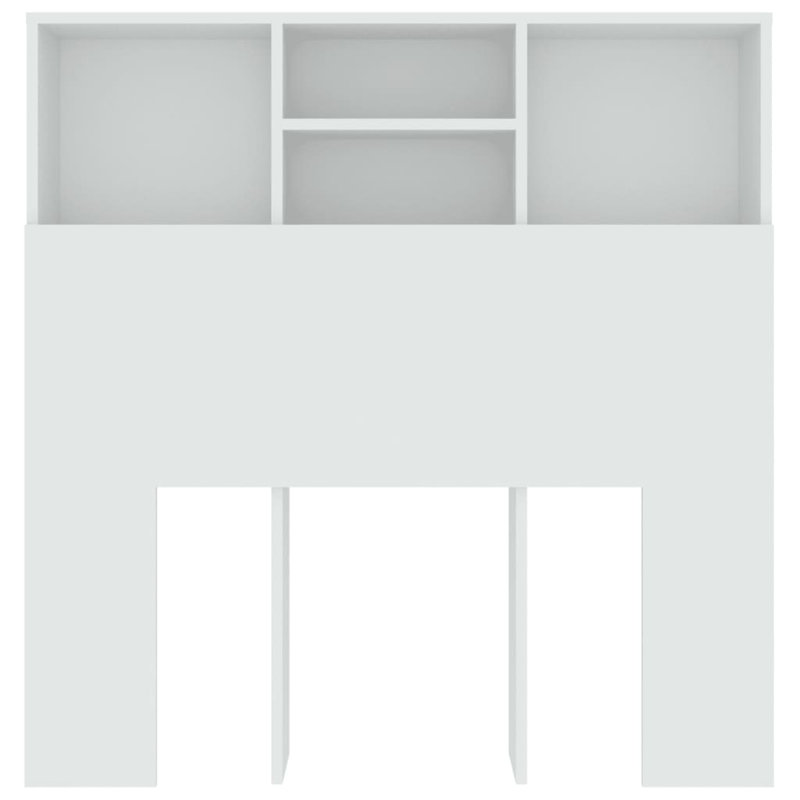 Headboard Cabinet Bedroom Home Indoor Bookcase, White, Single (3')