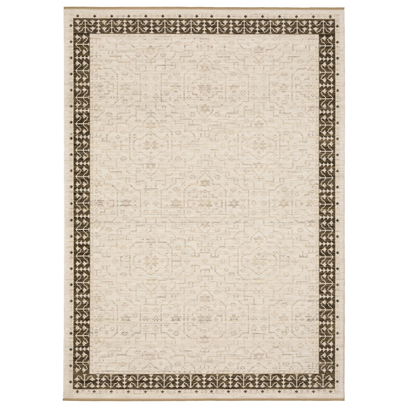 Tapis beige / brun en laine mélangée Kuester Global, Rectangle 3 pi 3 po x 5 pi