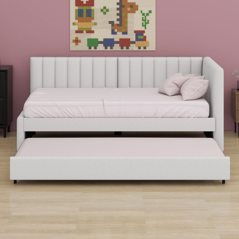 Lit de jour rembourré avec couchette, Beige