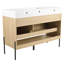Meuble-lavabo 48 po avec lavabo en résine et armoire 3 portes, aspect moderne, couleur chêne, bois massif multicouche pour une construction solide et stable