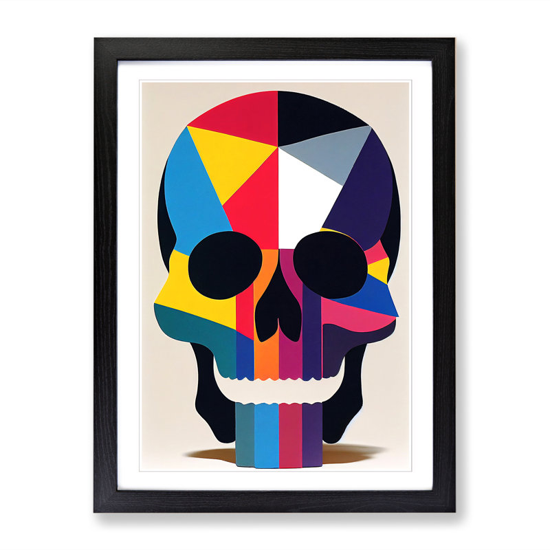 Skull Geometric - Wall Art, 64cm H x 46cm W x 2cm D, Walnut