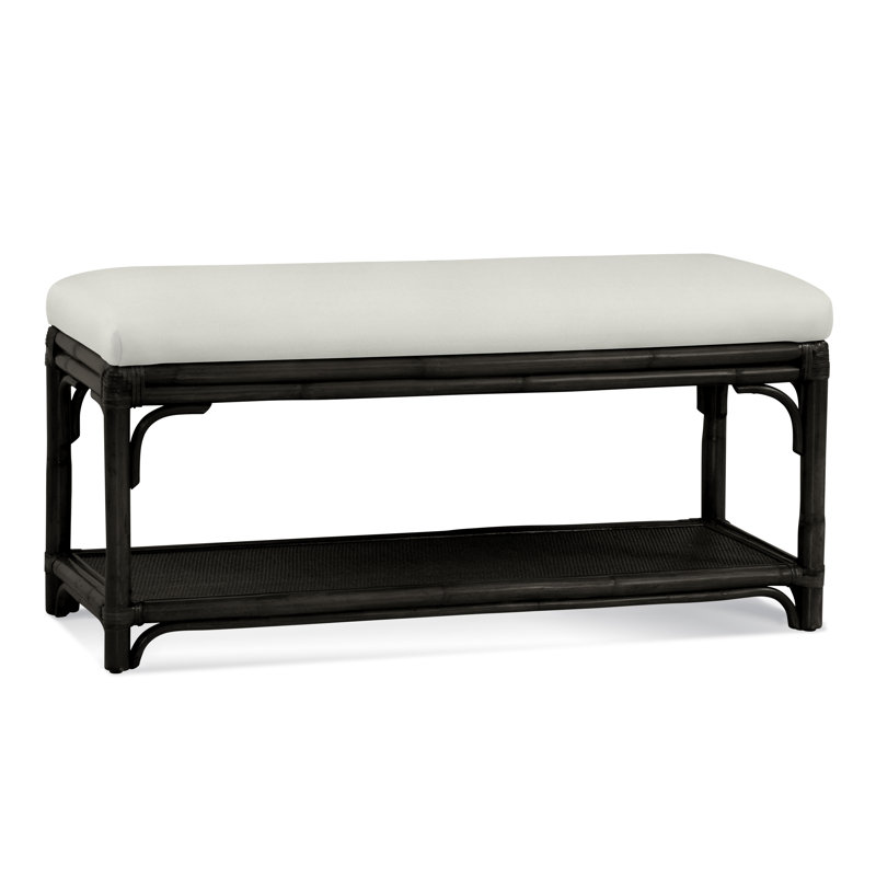 Summer Retreat Wicker Shelf Storage Bench, Antique Black, Gray Sugar Performance; 0863-84
