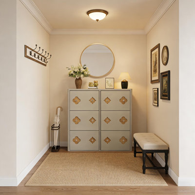 Armoire à chaussures avec 4 à 6 tiroirs, motif floral et poignée en diamant pour le vestibule