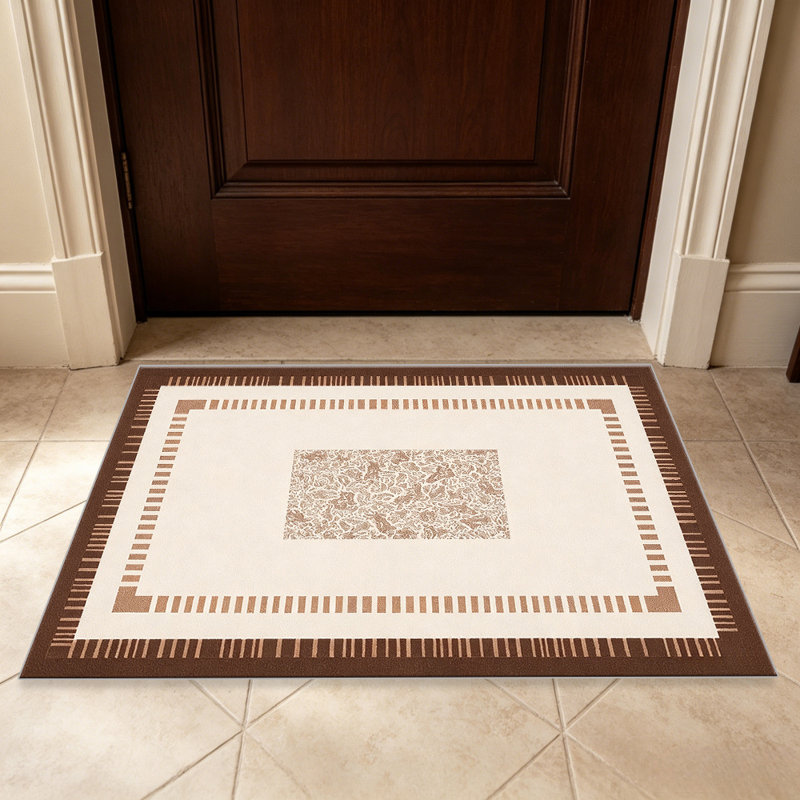 Brown Striped Border area rugs for Living Room, Soft and Comfortable, Suitable for all seasons, easy to maintain, machine washable Indoor floor mat, Under Table Farmhouse suitable for Bedroom, Dining Room, Study,  Balcony, Home Decor Patio
