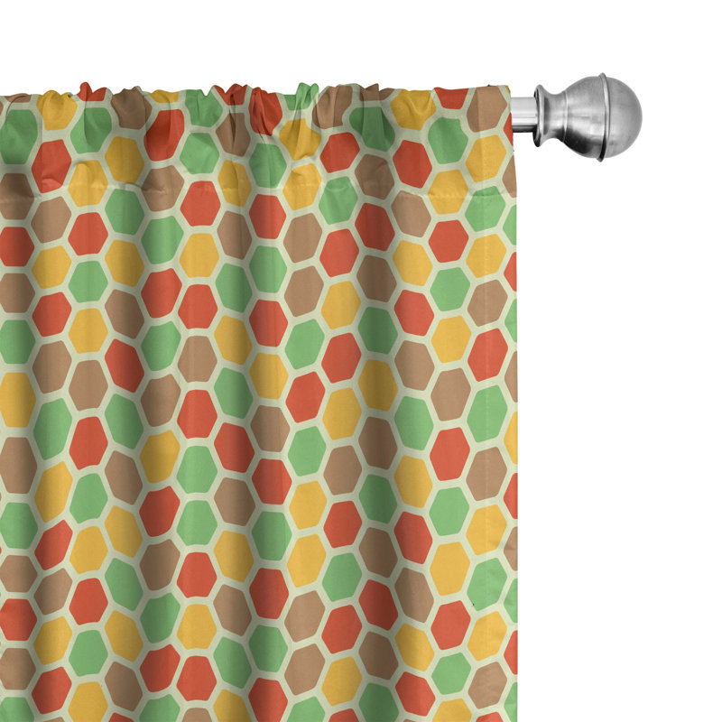 Honeycomb Geometric Semi-Sheer Rod Pocket Curtain Panels, 28" x 95"