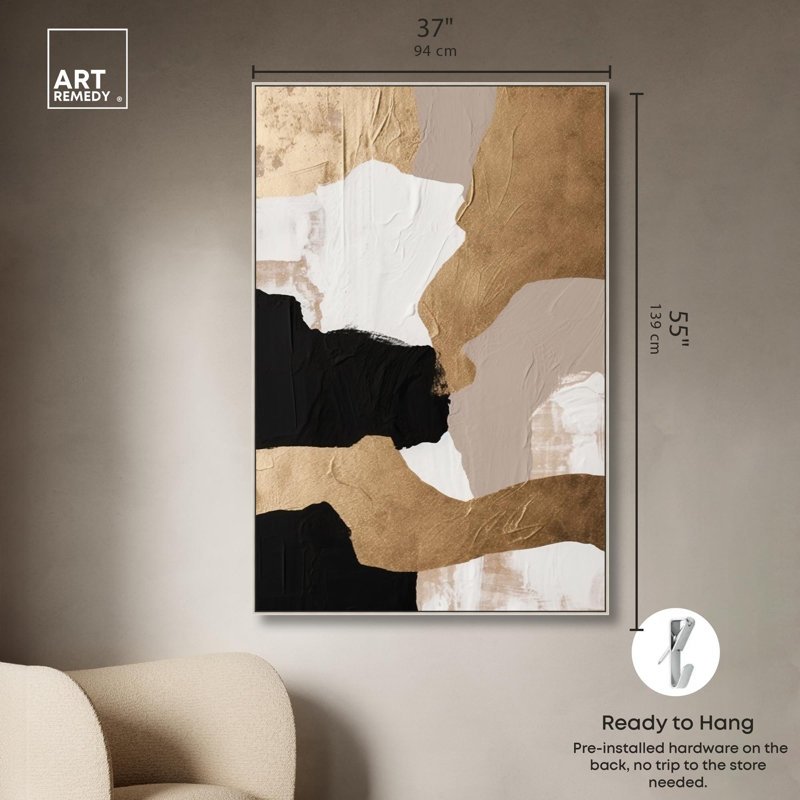 Art mural moderne neutre sur toile, H 16 po x l 11 po, Cadre argenté
