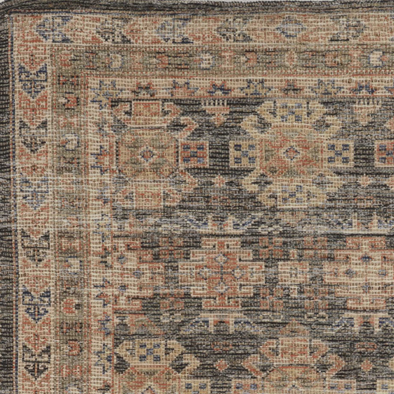 Charcoal Medallion Hand Woven Distressed Area Rug, Rectangle 2'3" x 3'9"