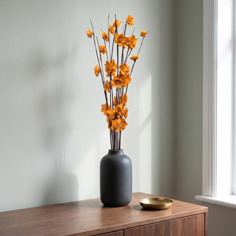Ting Rukmani Faux Floral Drop-In Bouquet, Tangerine/Carmel