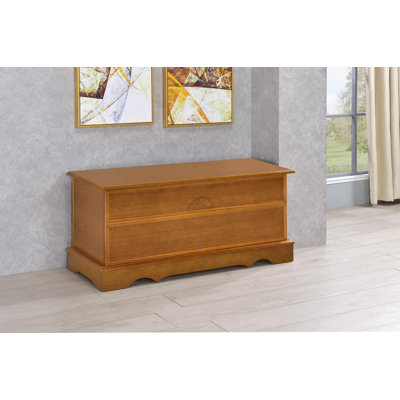 Paula Cedar Veneer Blanket Storage Chest with Plinth Base, Honey