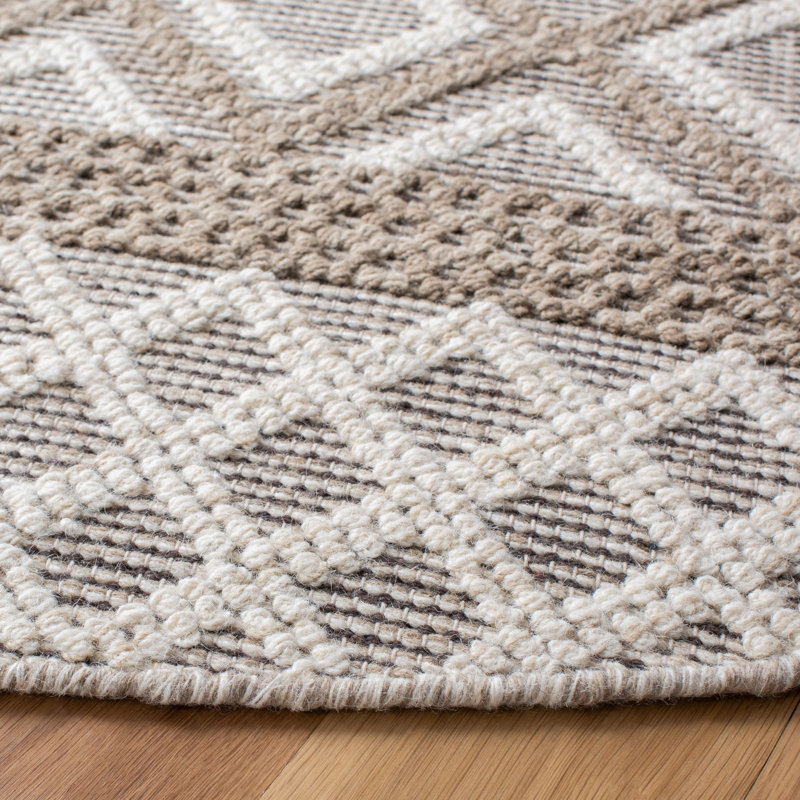 Tapis géométrique en laine / coton tissé à la main Vermont, Carré 6 pi