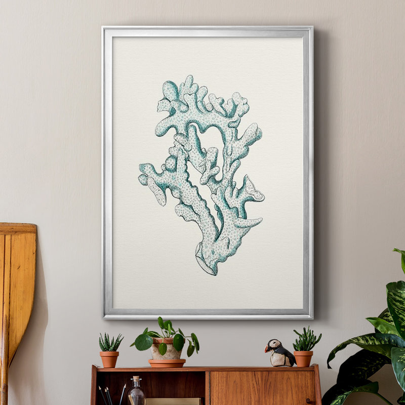 Reproduction encadrée antique de qualité supérieure corail iv - prêt à accrocher, H 36,5 po x l 26,5 po x P 1 po