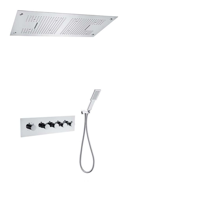 Fontana Siena 3 Modes LED Chrome Thermostatic Recessed Ceiling Mount Rainfall Waterfall Mist Shower System with Hand Shower