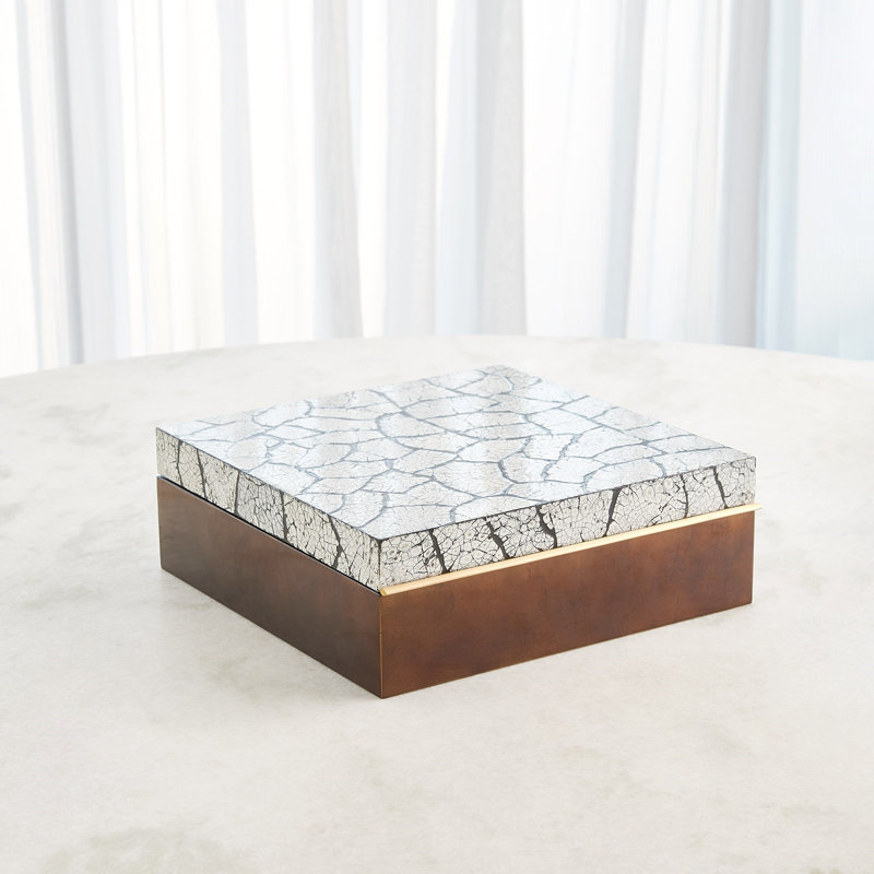 Eggshell Box-Antique Gold Leaf-Sm, 5" H x 13" W x 13" D