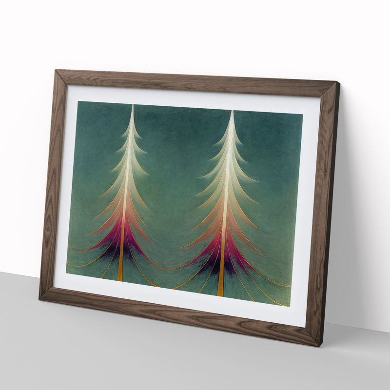 Magnificent Abstract Pine Trees - Framed Print, 46cm H x 64cm W x 2cm D, Walnut