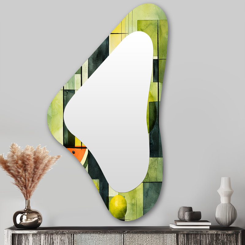 Miroir mural décoratif vert et jaune à motif pastèque IV - Melon