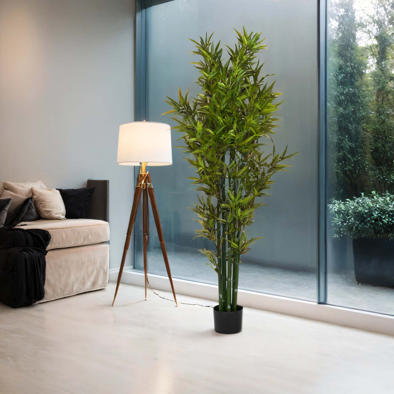 Bambou artificiel avec pot (ensemble de 2) - Décoration d'intérieur pour plante, H 72 po x l 42 po x P 42 po
