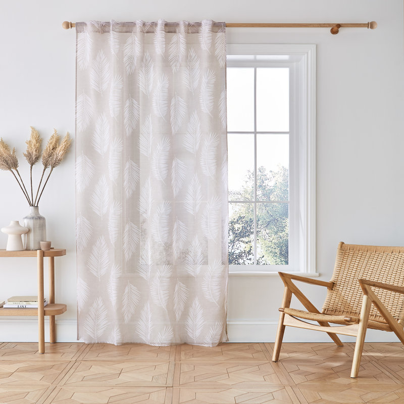 Palm Leaf Voile Curtain Panel, 140 W x 122 D cm
