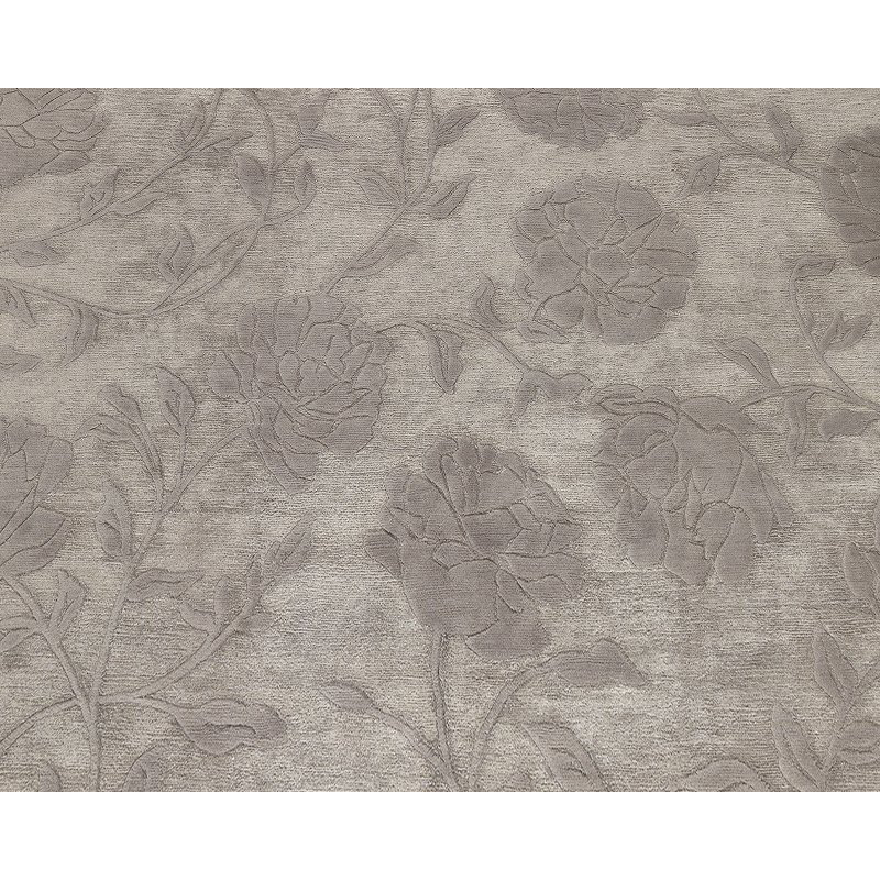 Peony Floral Area Rug in Silver/Gray, Rectangle 2' x 3'