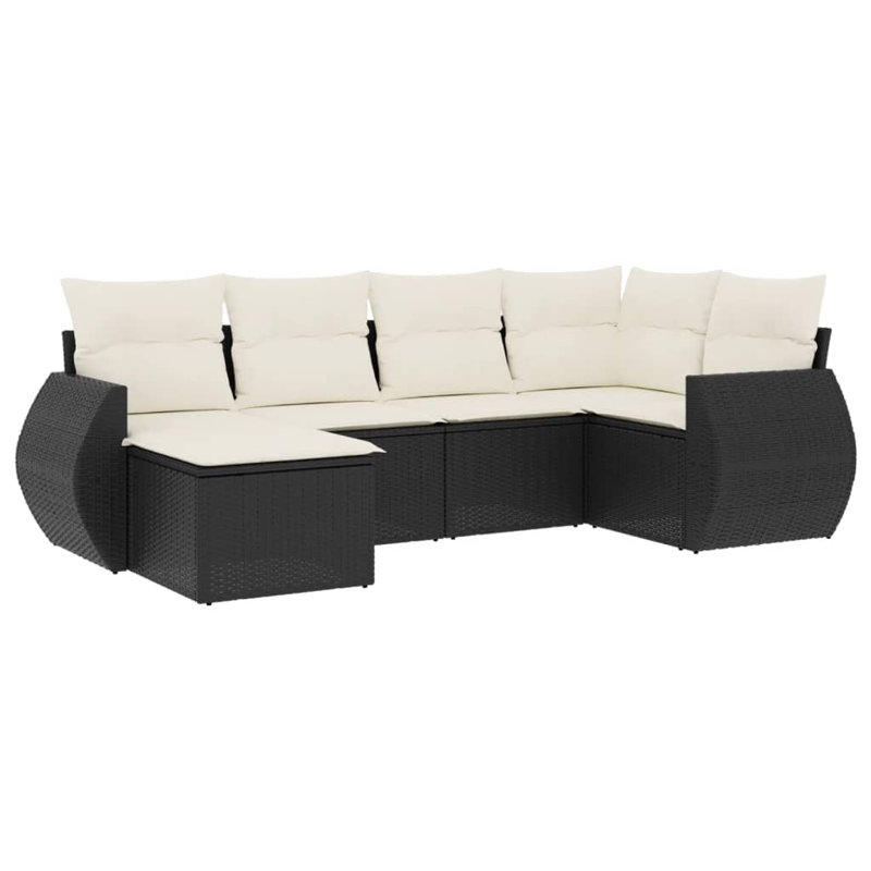Grand canapé modulaire en rotin PE Vidaxl, Noir
