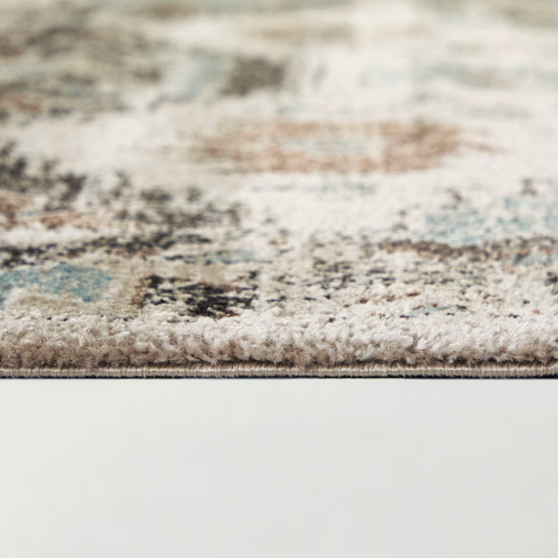Louise Beige/Blue/Brown Southwestern Traditional Area Rug, Rectangle 5'3" x 7'