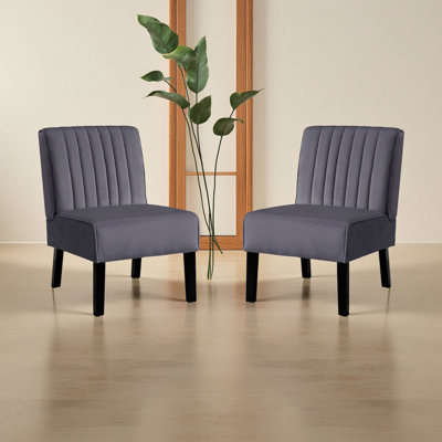 Mid Century Modern Accent Chairs Set of 2 with Minimalist Design, Elegant Velvet Upholstery and Solid Wood Legs, Ideal for Living Room or Bedroom