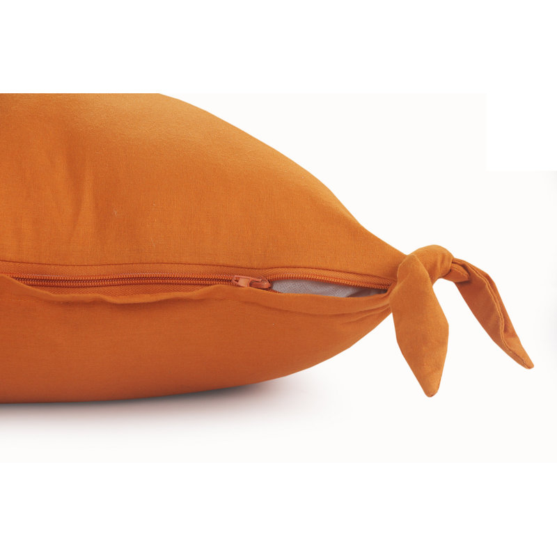 Coussin décoratif 100% coton à pampilles Everyday, Orange brûlé, Housse de coussin seulement - sans coussin