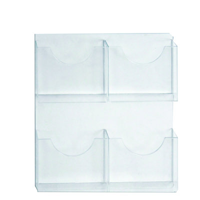 Four-Pocket Wall Mount Letter Brochure Holder, 2-Pack