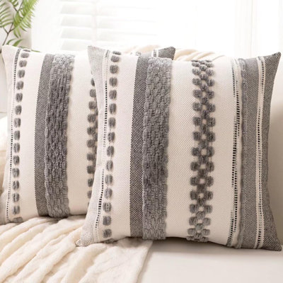 Ensemble de 2 housses de coussins décoratifs bohème 18 x 18 Boho