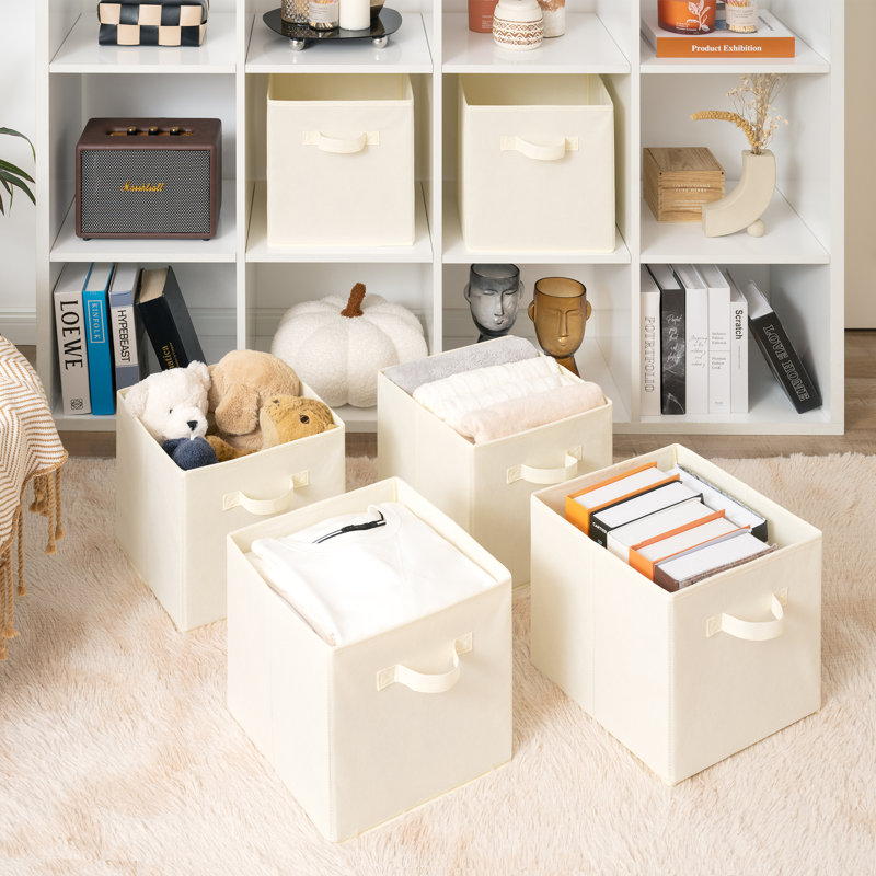 Ensemble de 6 cubes de rangement en tissu, H 11 po x l 11 po x P 11 po, Gris