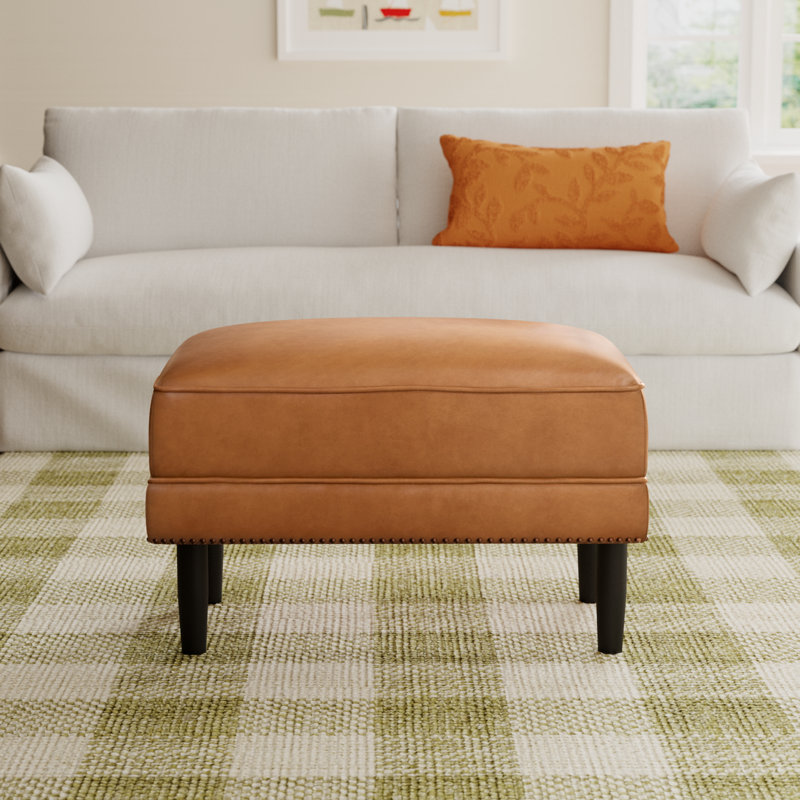 Woodford Top Grain Genuine Leather Ottoman