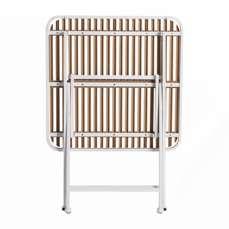 Table carrée pliante moderne - table multifonctionnelle intérieure et extérieure - plateau de table en polypropylène avec pieds en métal, convient aux salles à manger, aux salons, aux jardins, aux terrasses, etc. (blanc, abricot)