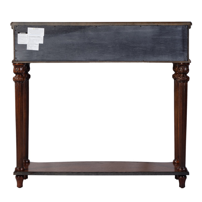 37" Serpentine-Shaped Console Table, Vintage Oak