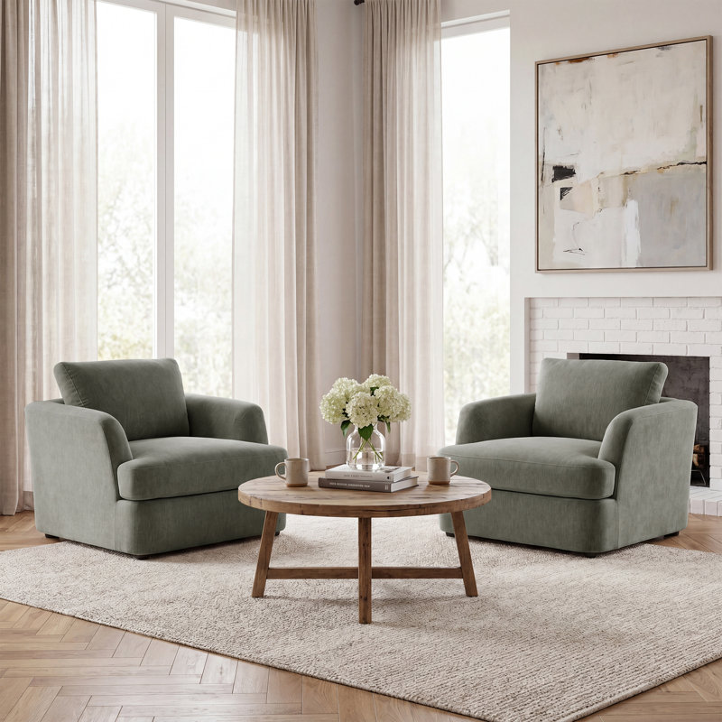 Alameda Velvet Upholstered Armchairs (Set Of 2), Juniper Velvet