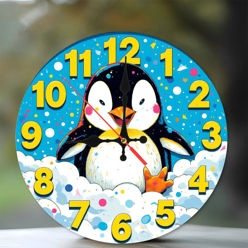 Cute Penguin Clock Design  Whimsical Numbers