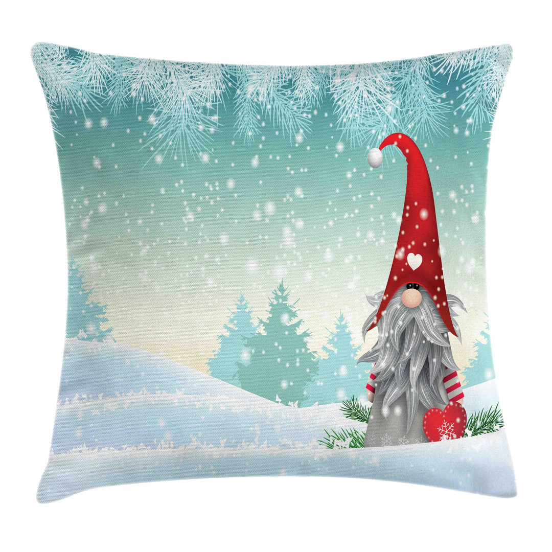 Kissenbezug, Elf Tomte Standing auf Schnee, Gnom, Mintgrün Babyblau