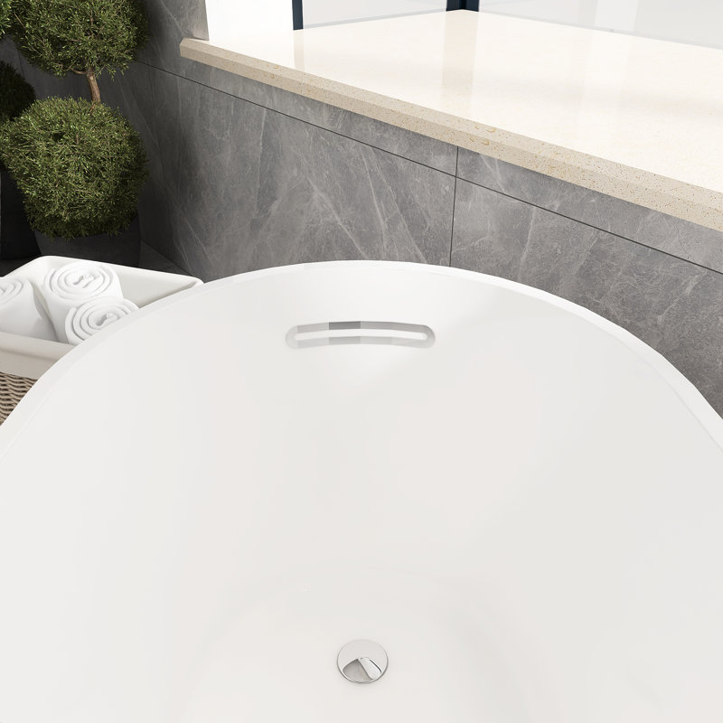 59'' x 30.8'' Freestanding Soaking Acrylic Bathtub