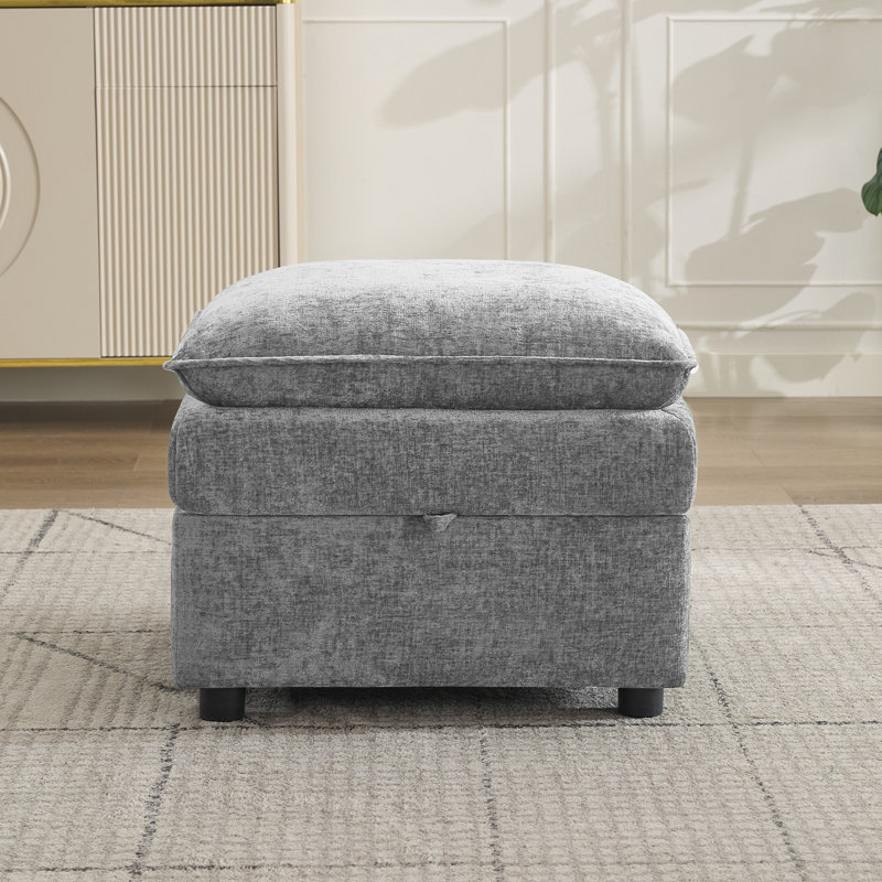 Repose-pieds carré avec rangement 27,2 po, Gris clair