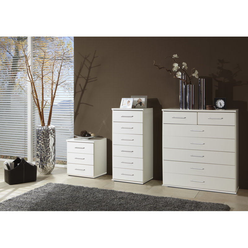 Linares 46cm W Manufactured Wood Bedside Table, Alpine White