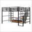 Lit mezzanine double en métal avec escalier