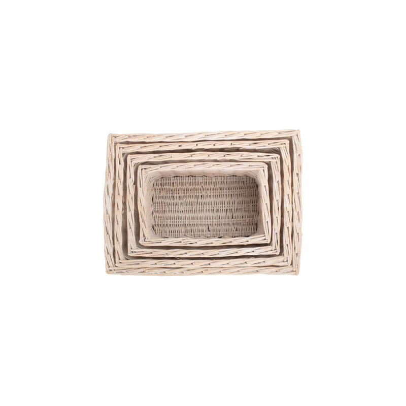 Wicker 4 Piece Storage Basket Set