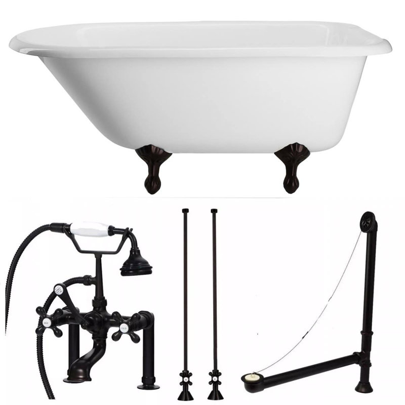 Baignoire autoportante en fonte émaillée 54 po x 30 po avec robinet