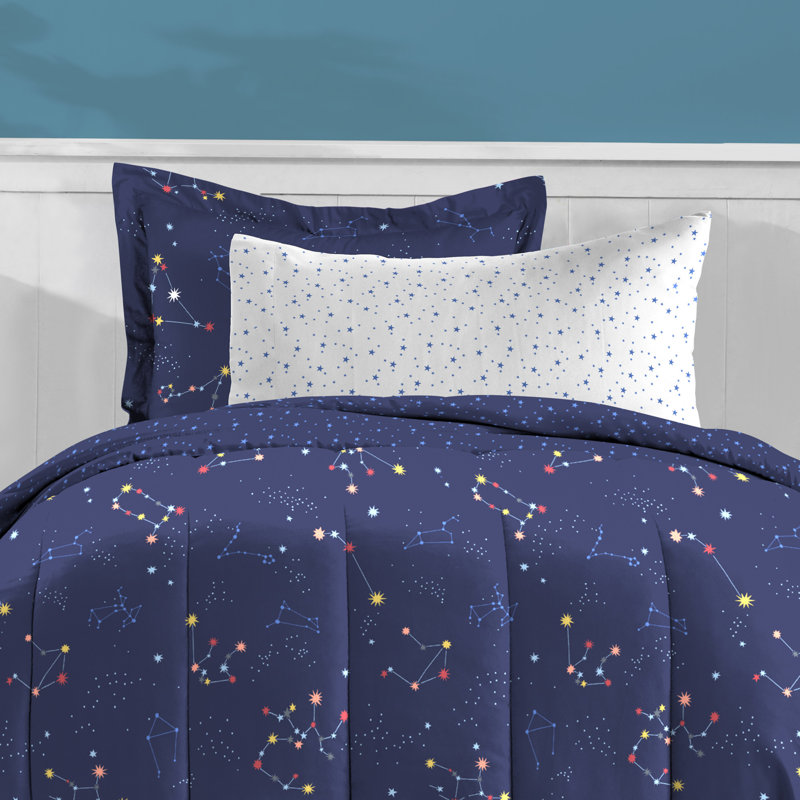 Full Blue Microfiber Boys' Reversible Bed in a Bag Set