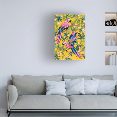  Art mural sur toile perroquets, "Yvette St. Amant"