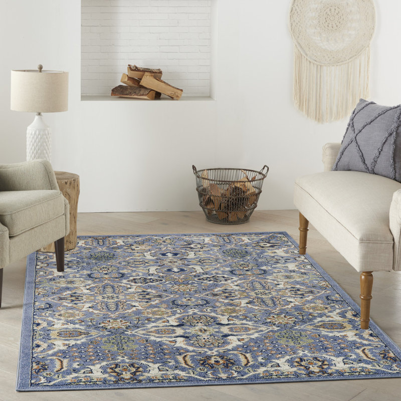 Tapis floral ivoire 4 pi x 6 pi tissé à la machine